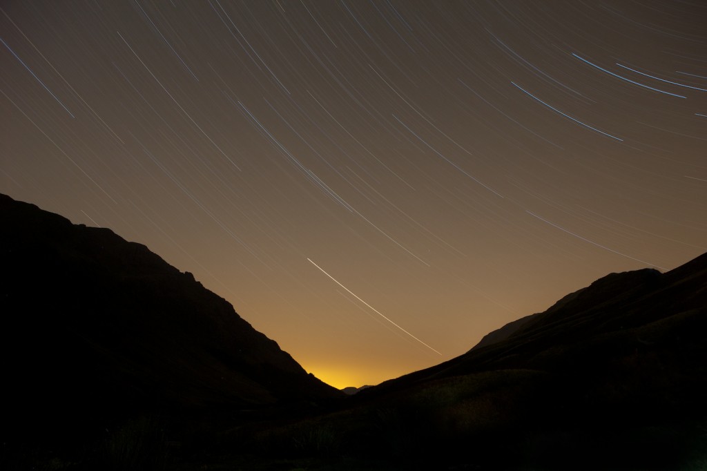 Stars, long exposure, trails, YHA, Black Sail, Ennerdale, UK, Lake District